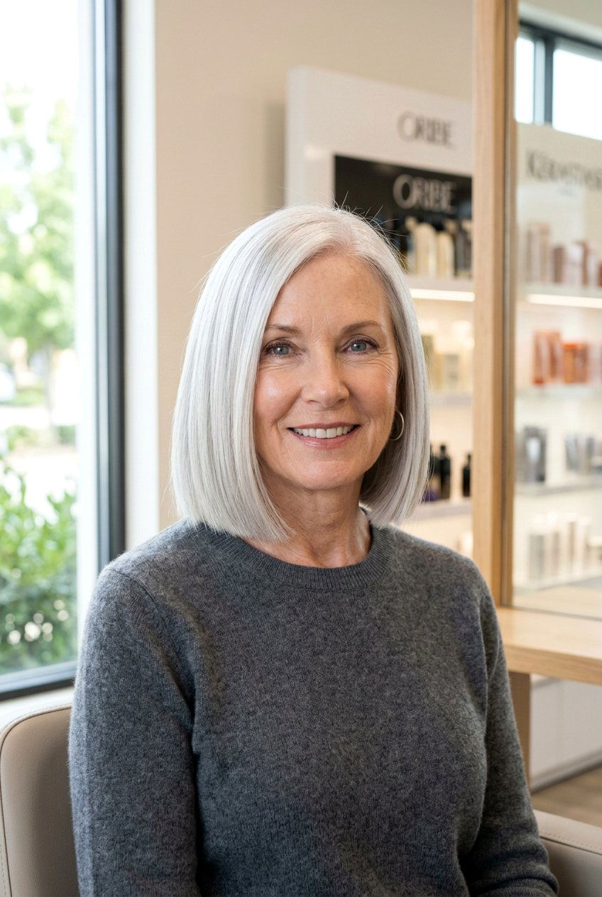 Blunt Chin Length Bob - 20 short hairstyles for women over 60 - 20 short hairstyles for women over 60