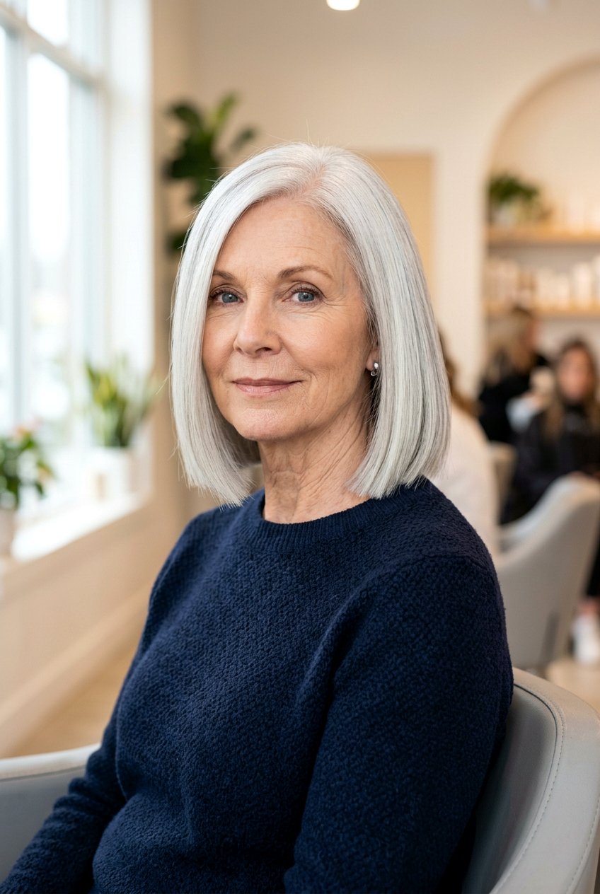 Blunt Chin Length Bob - 20 wash and wear short hairstyles for older women - 20 wash and wear short hairstyles for older women