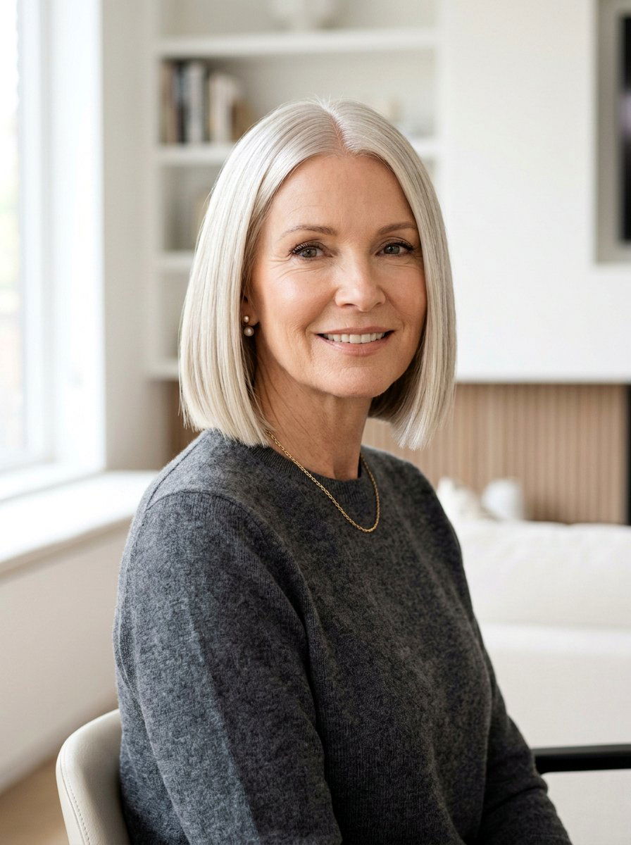 Blunt Chin Length Bob - 20 sleek bob for mature women - 20 sleek bob for mature women