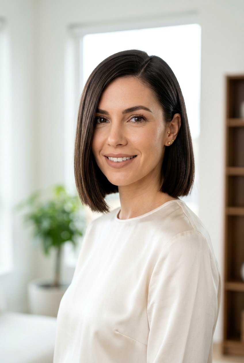 Blunt Chin Length Bob Side Part - 20 fine hair bob with side part - 20 fine hair bob with side part