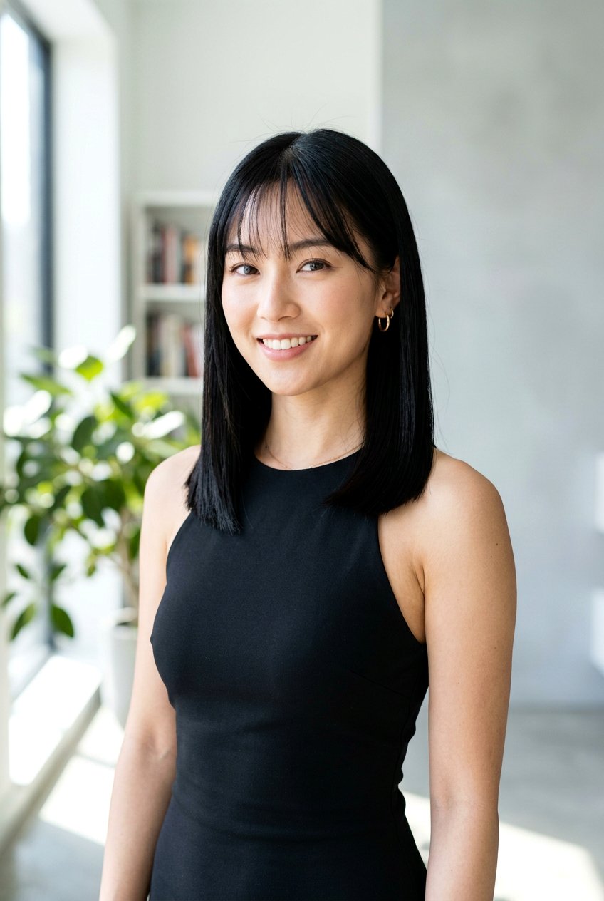 Blunt Clavicut With See Through Fringe - 20 wispy fringe with shoulder length hair - 20 wispy fringe with shoulder length hair