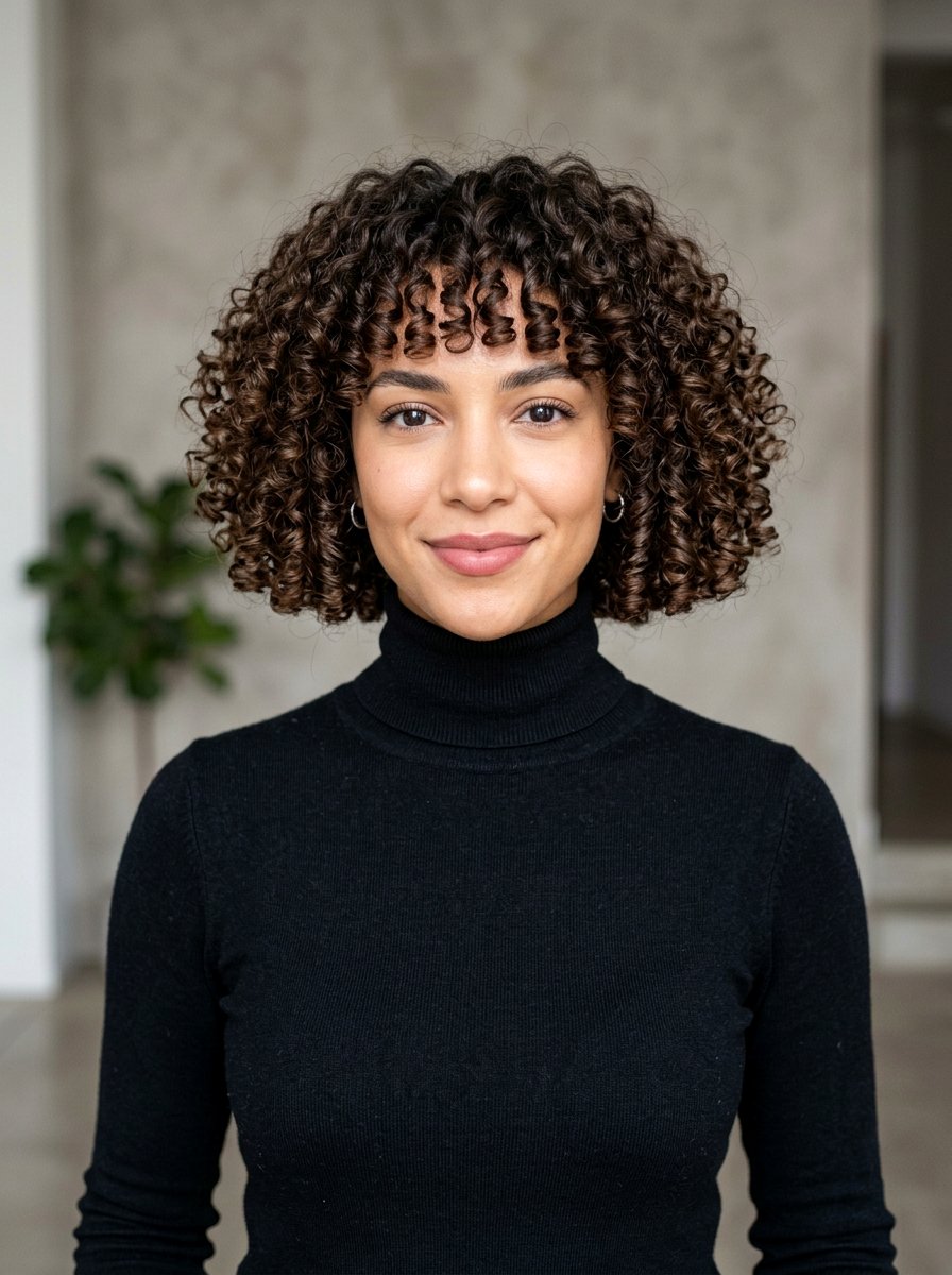Blunt Curly Chin Length Bob - 20 curly chin length bob for thick curls - 20 curly chin length bob for thick curls