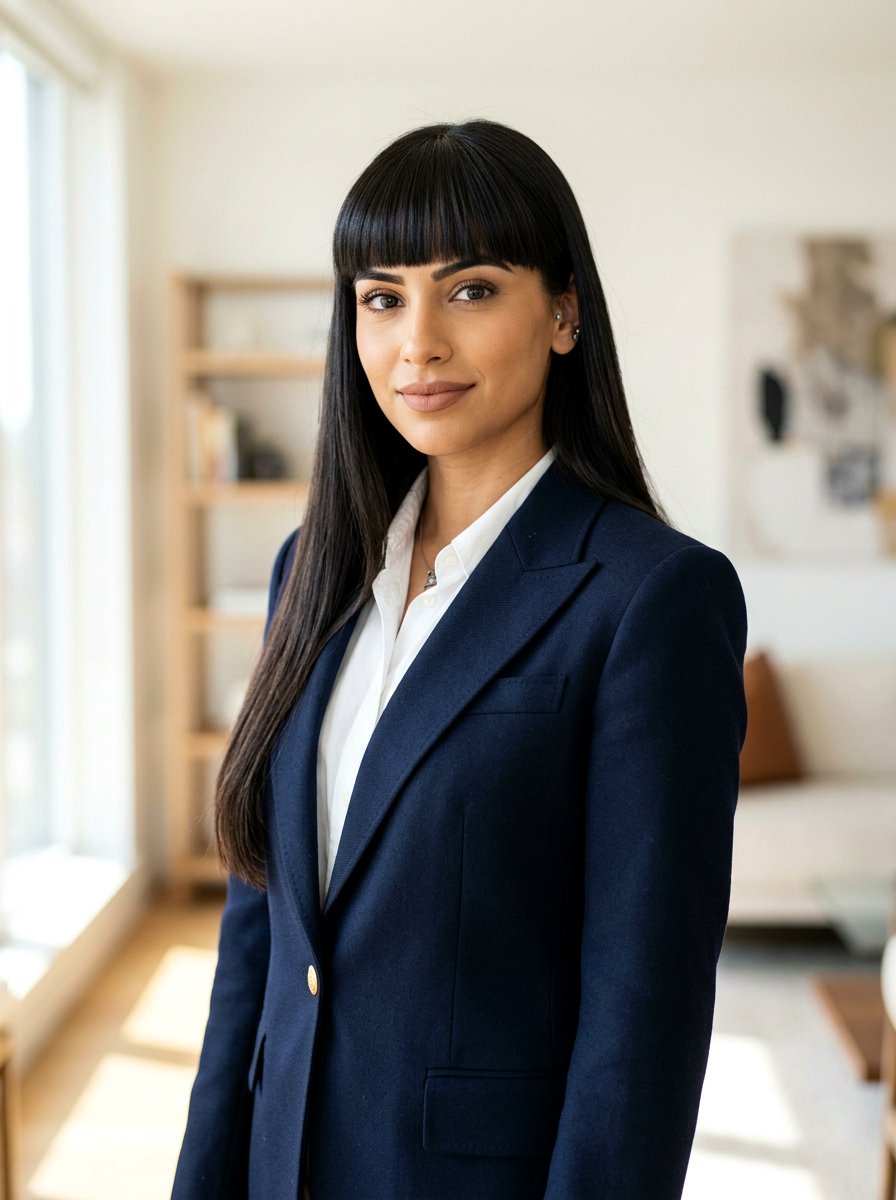 Blunt Cut Bangs Long Hair - 20 hairstyle to balance long forehead - 20 hairstyle to balance long forehead