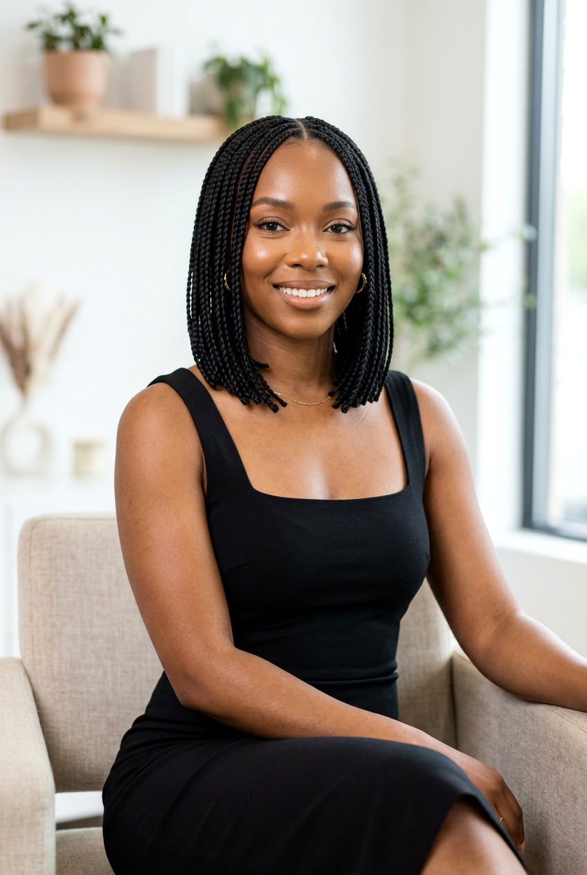 Blunt Cut Bob Braids - 20 box braids bob hairstyle - 20 box braids bob hairstyle