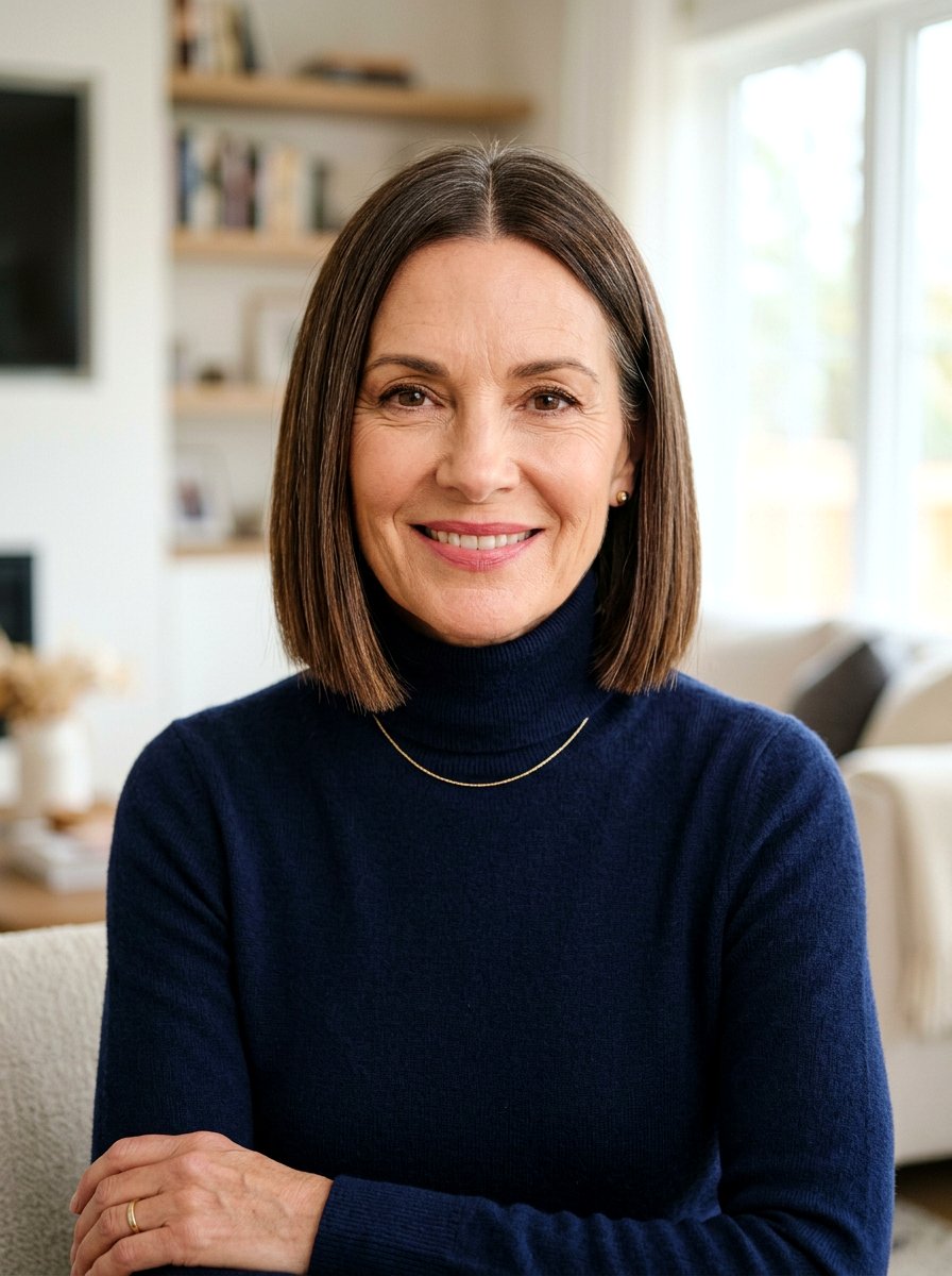 Blunt Cut Chin Length Straight Bob - 20 straight haircut for women over 60 - 20 straight haircut for women over 60