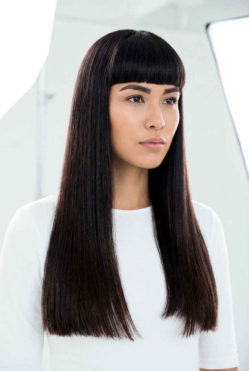 Blunt Cut Long Hair With Blunt Bangs - 20 blunt cut long hair - 20 blunt cut long hair