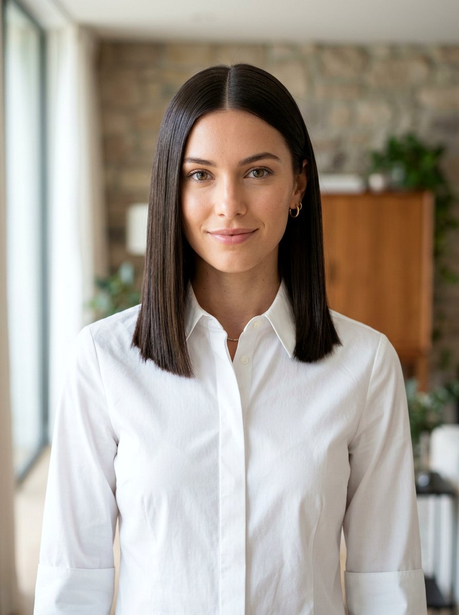 Blunt Cut Pin Straight Hair With Center Part - 20 pin straight haircut with center part - 20 pin straight haircut with center part