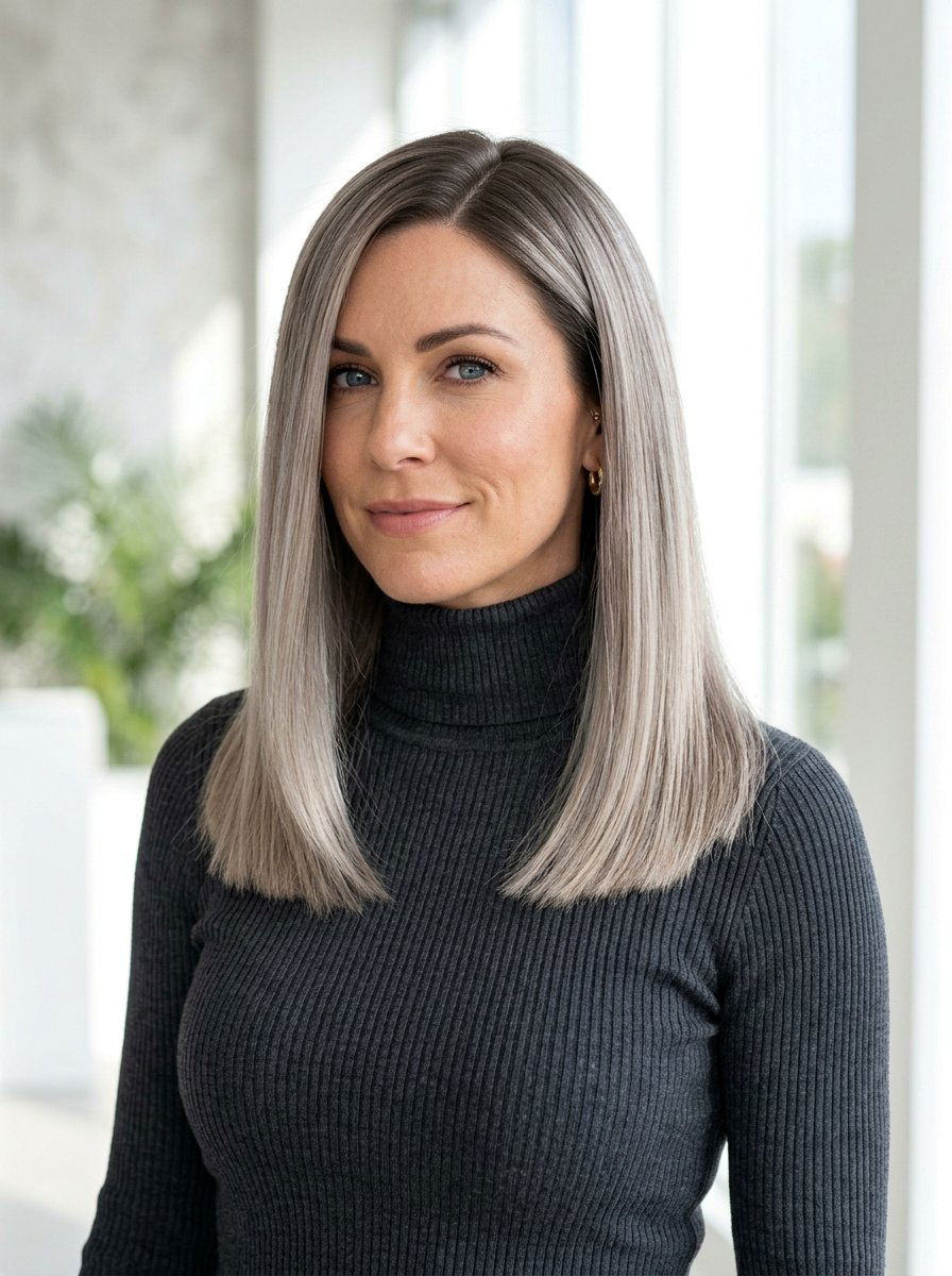 Blunt Cut Silver Beige Blend - 20 silver beige blend for mature women - 20 silver beige blend for mature women