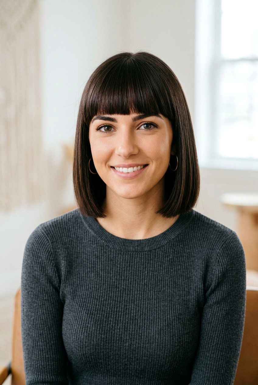 Blunt Cut With Bangs - 20 short hairstyles for fine hair - 20 short hairstyles for fine hair