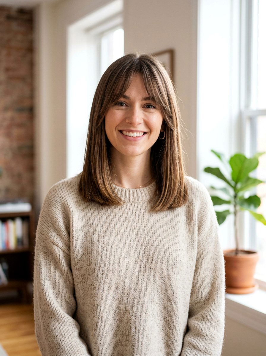 Blunt Cut With Curtain Bangs - 20 flattering haircut for triangle face women - 20 flattering haircut for triangle face women