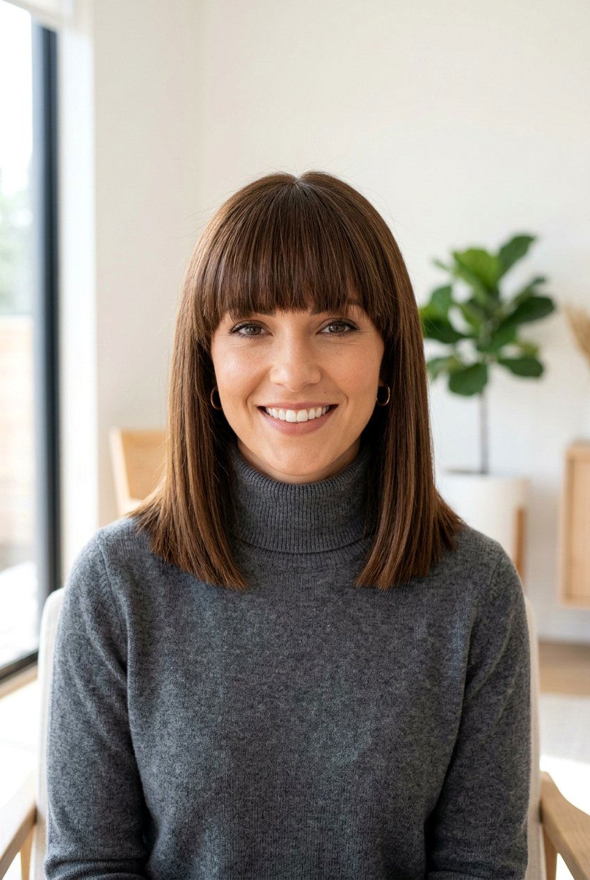 Blunt Cut With Fringe For Thinning Temples - 20 haircut for hair loss around temples women - 20 haircut for hair loss around temples women