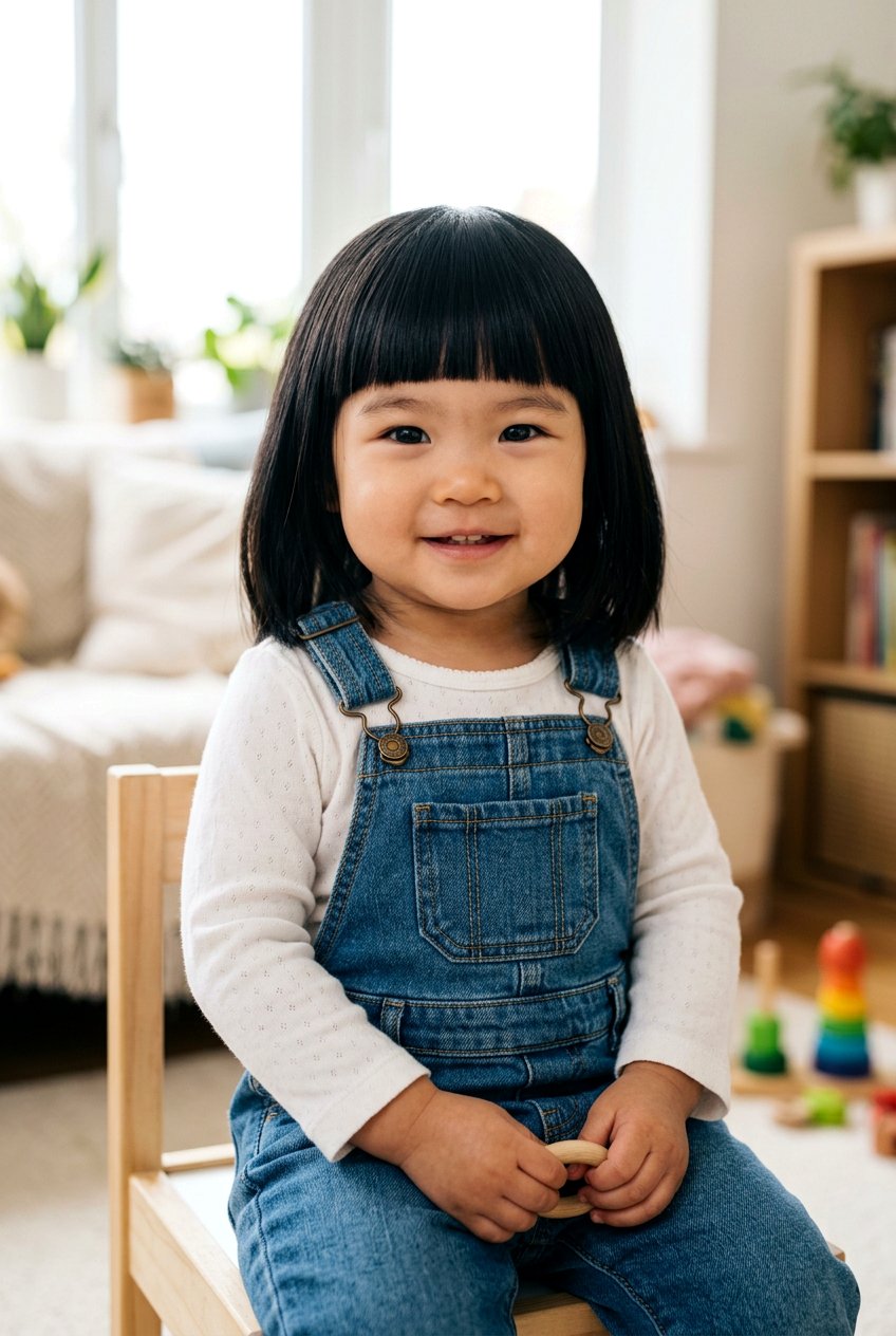 Blunt Cut With Fringe - 20 first haircut ideas for baby girls - 20 first haircut ideas for baby girls