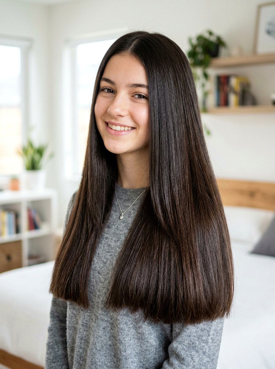 Blunt Cut With Long Straight Layers - 20 teen girls long straight layers haircut - 20 teen girls long straight layers haircut