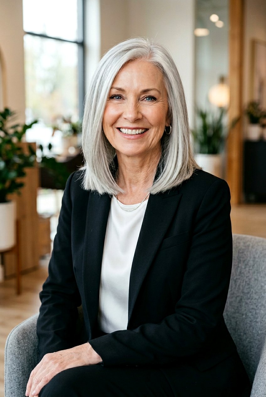 Blunt Cut With Surface Layers - 20 shoulder length layers for women over 60 - 20 shoulder length layers for women over 60