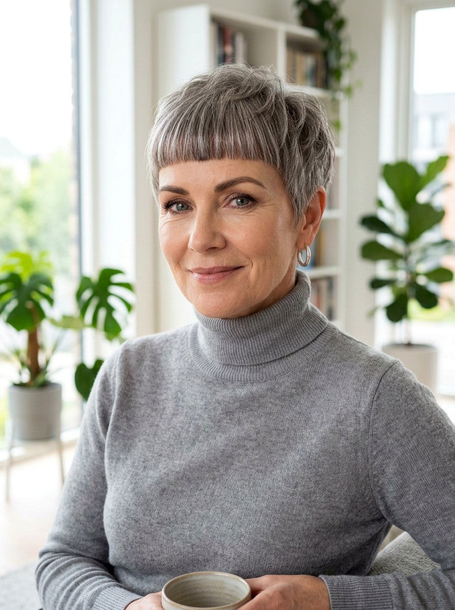 Blunt Fringe Pixie Cut - 20 soft cropped pixie for mature women - 20 soft cropped pixie for mature women
