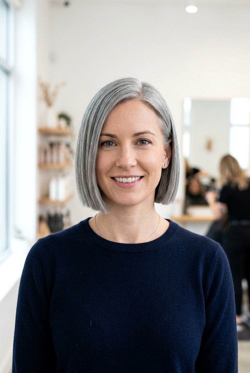 Blunt Gray Bob - 20 hairstyles for gray hair - 20 hairstyles for gray hair