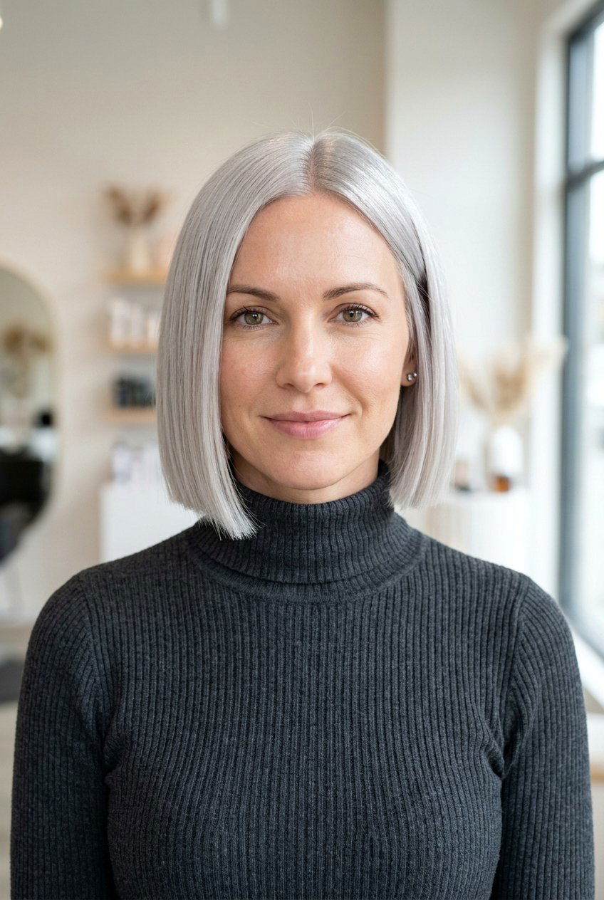 Blunt Gray Bob - 20 gray bob hairstyles - 20 gray bob hairstyles