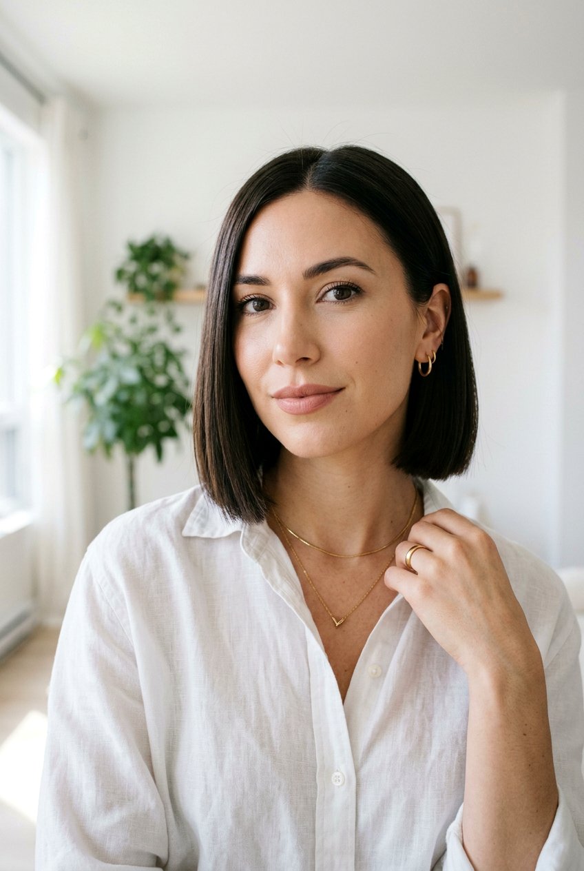 Blunt Jawline Bob - 20 clean girl bob hairstyle - 20 clean girl bob hairstyle