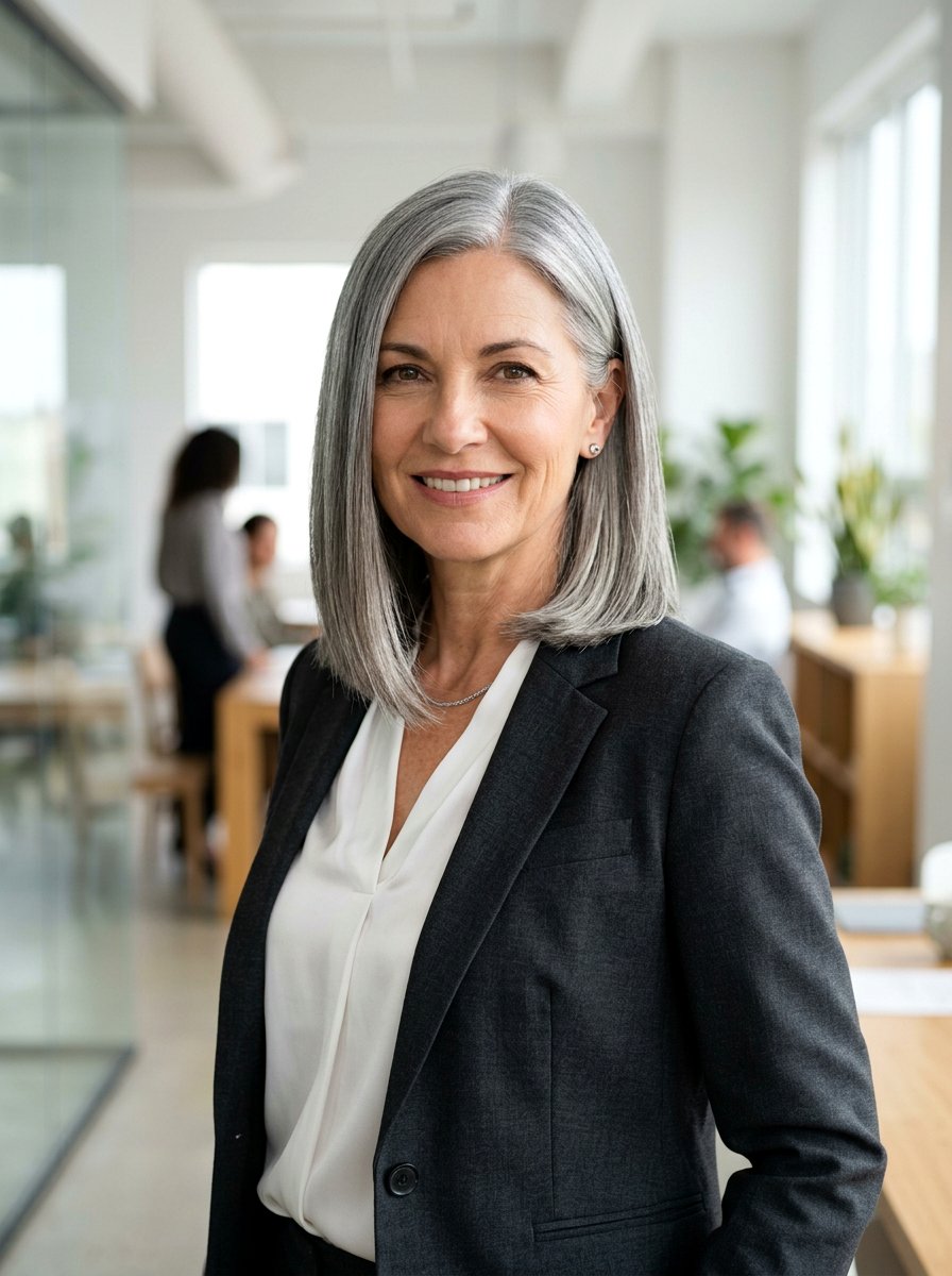 Blunt Lob For Gray Hair - 20 easy hairstyle for naturally gray hair - 20 easy hairstyle for naturally gray hair