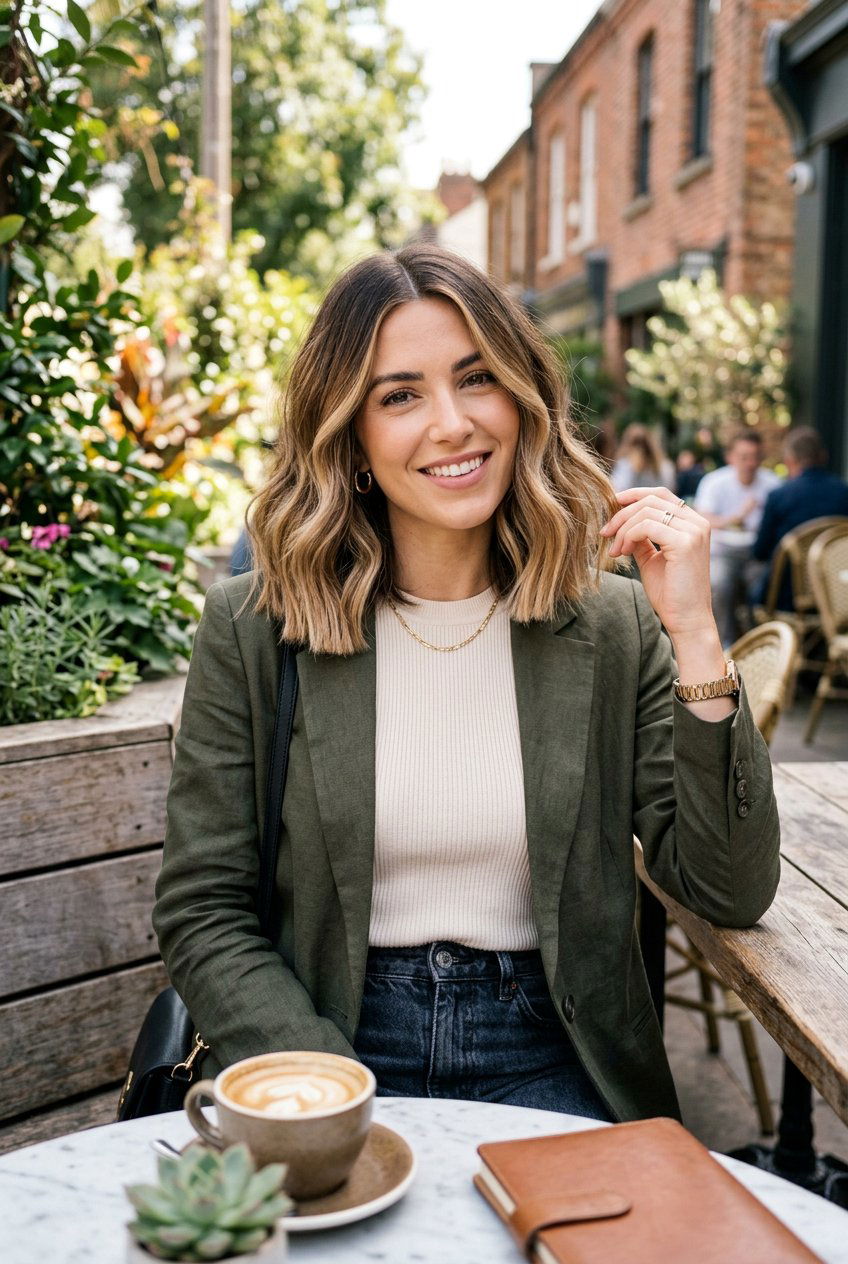 Blunt Lob With Center Part And Balayage - 20 blunt lob with center part - 20 blunt lob with center part