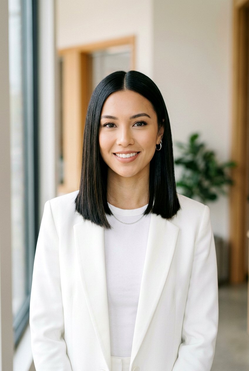 Blunt Lob With Center Part For Oval Face - 20 medium haircut for oval face women - 20 medium haircut for oval face women