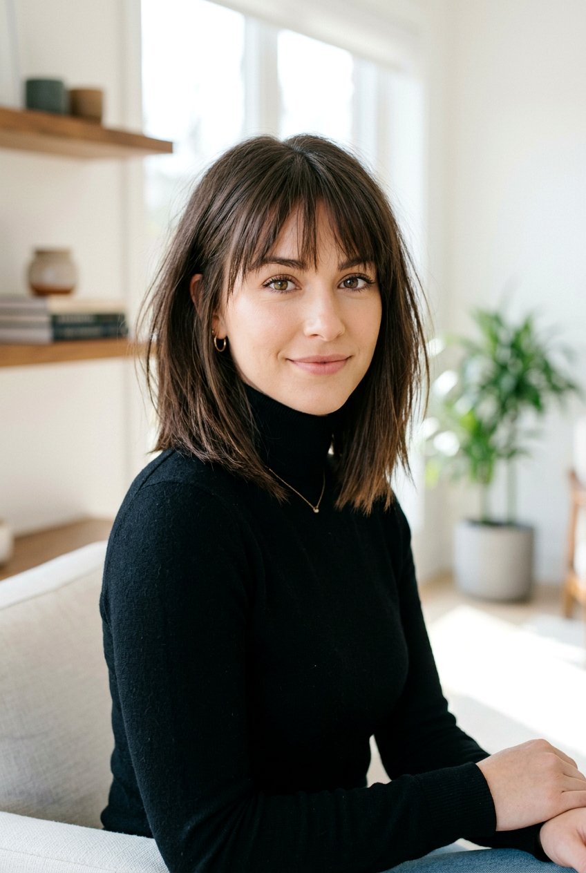 Blunt Lob With Feathery Airy Bangs - 20 airy bangs for fine hair women - 20 airy bangs for fine hair women