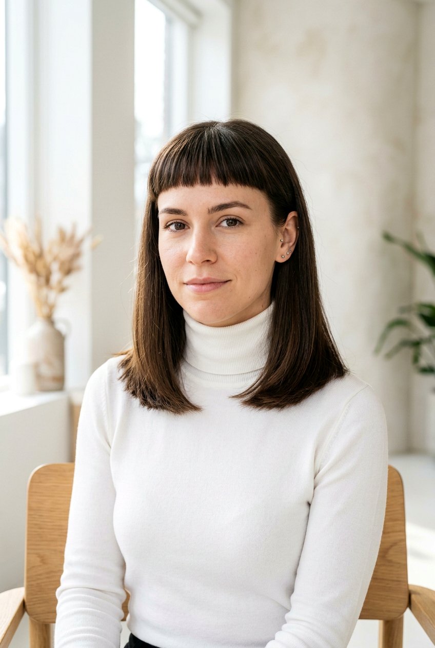 Blunt Lob With Micro Bangs - 20 blunt shoulder length haircut for fine hair - 20 blunt shoulder length haircut for fine hair