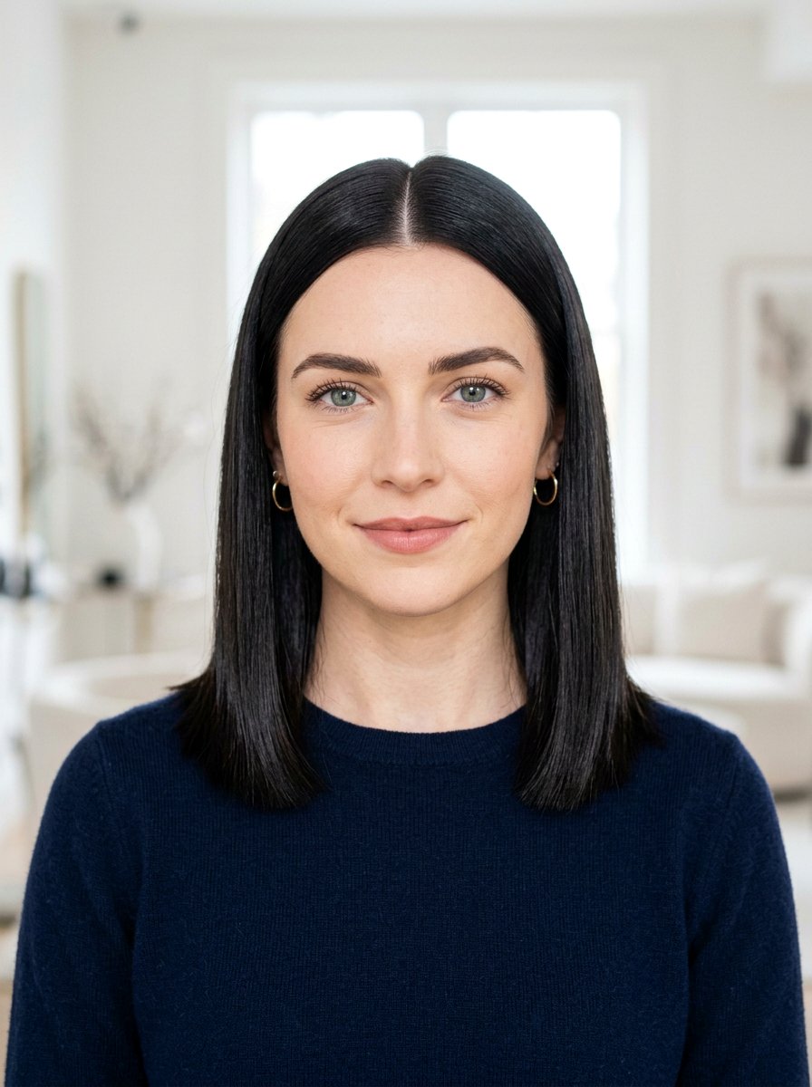 Blunt Lob With Middle Part - 20 sleek bob for mature women - 20 sleek bob for mature women