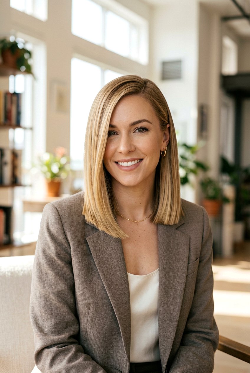 Blunt Lob With Side Part - 20 classic blunt cut for straight hair - 20 classic blunt cut for straight hair