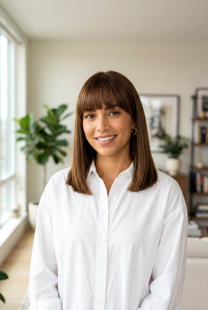 Blunt Lob With Straight Bangs - 20 blunt bangs for straight hair - 20 blunt bangs for straight hair