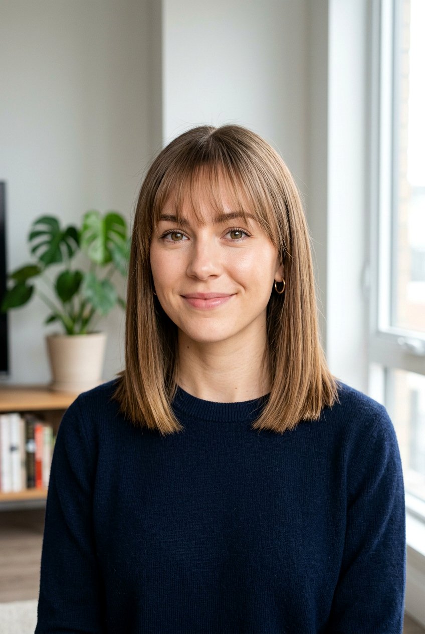 Blunt Lob With Wispy Bangs - 20 face framing layers haircut - 20 face framing layers haircut