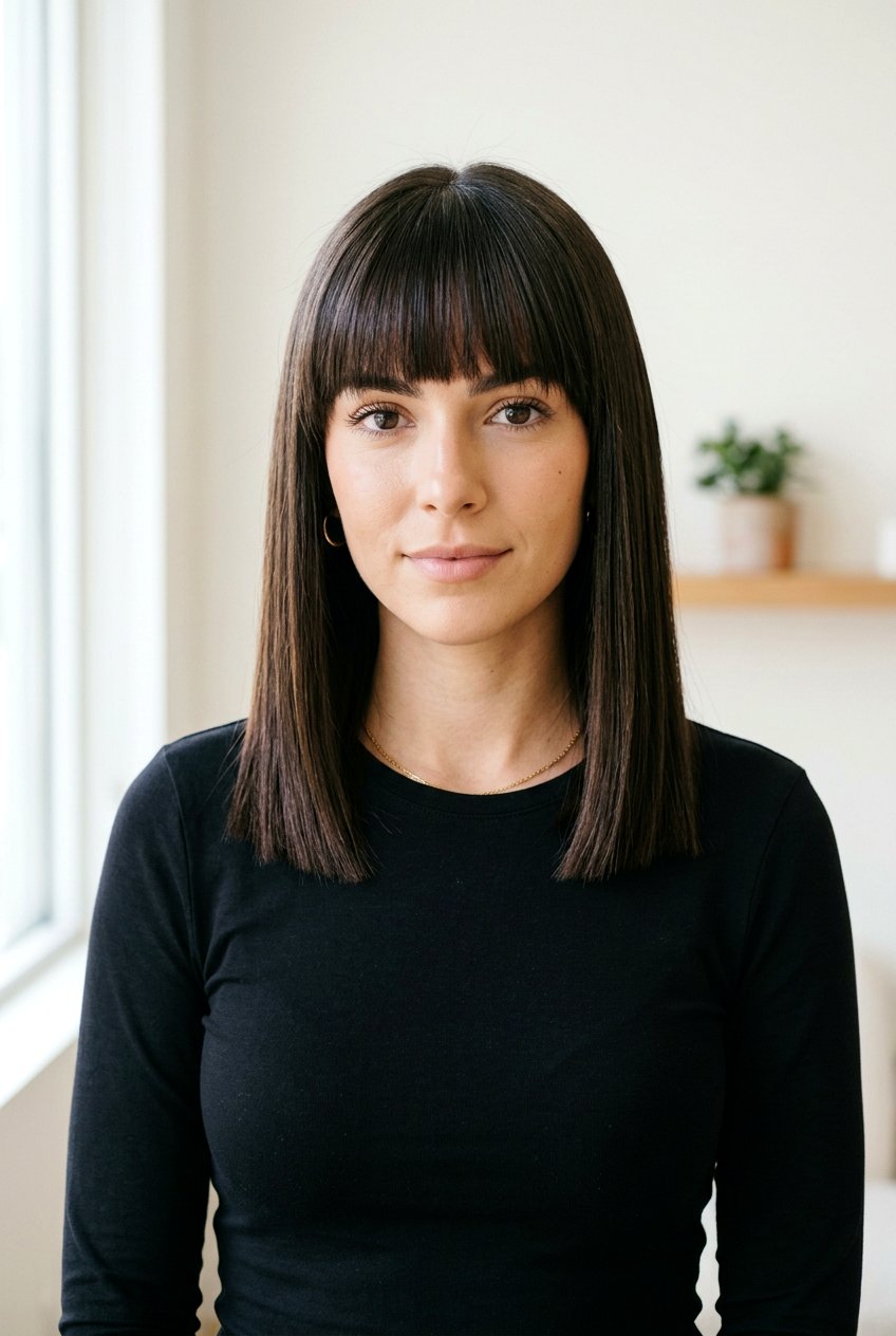 Blunt Long Bob With Blunt Bangs - 20 long bob with bangs - 20 long bob with bangs