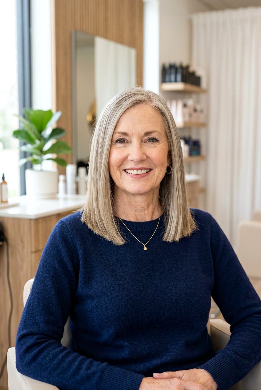 Blunt Long Bob With Minimal Layers - 20 long bob for women over 60 - 20 long bob for women over 60