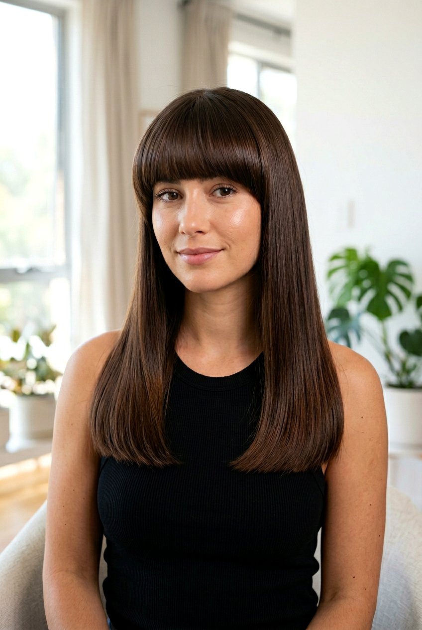 Blunt Long Hair With Rounded Bangs - 20 blunt long haircut with bangs - 20 blunt long haircut with bangs