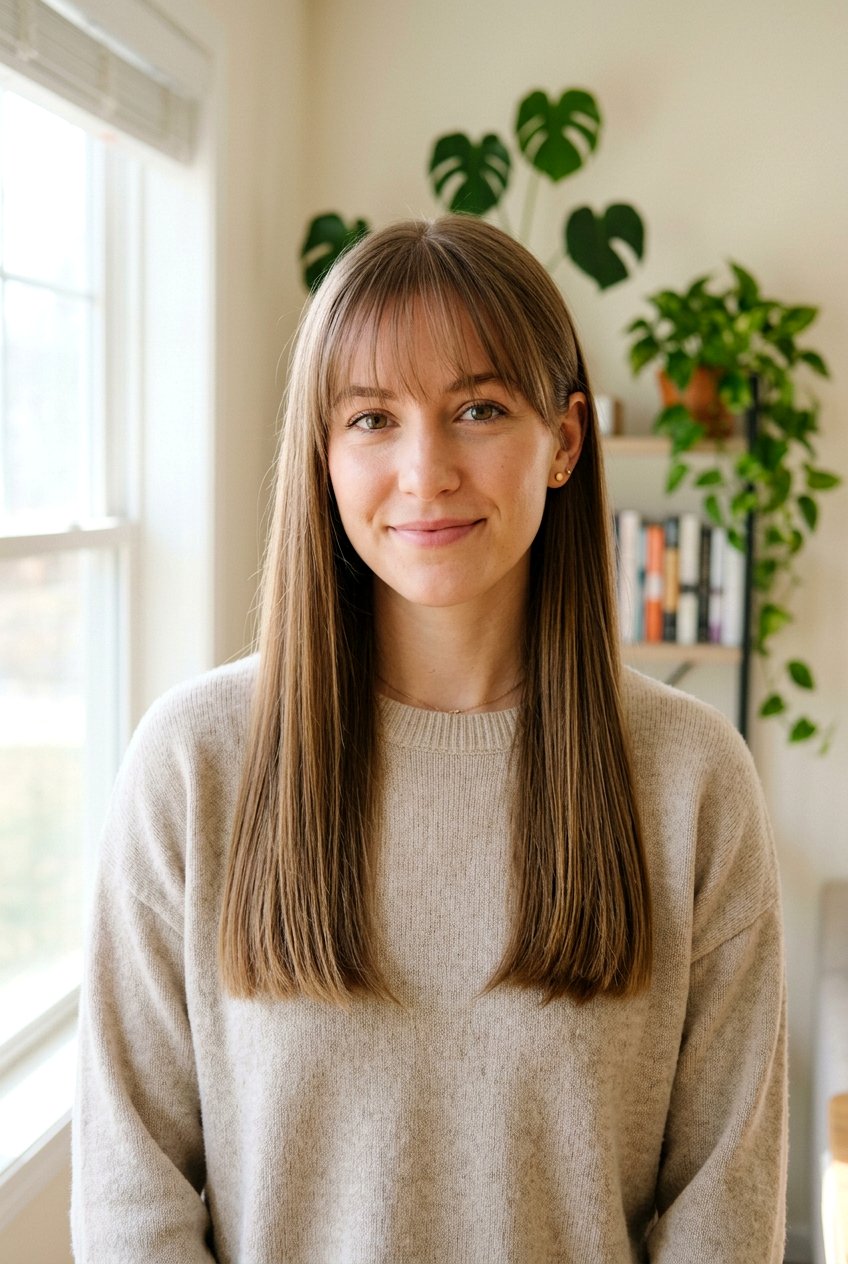 Blunt Long Hair With See Through Bangs - 20 blunt long haircut with bangs - 20 blunt long haircut with bangs