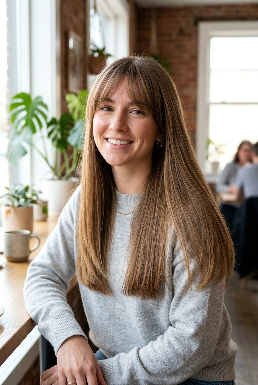 Blunt Long Hair With Soft Blended Bangs - 20 blunt long haircut with bangs - 20 blunt long haircut with bangs