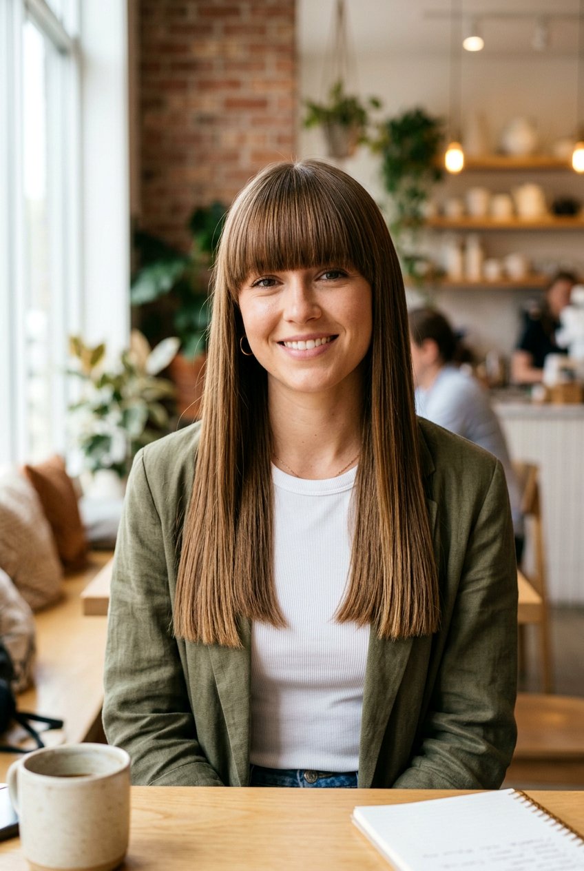 Blunt Long Hair With Straight Across Bangs - 20 blunt long haircut with bangs - 20 blunt long haircut with bangs