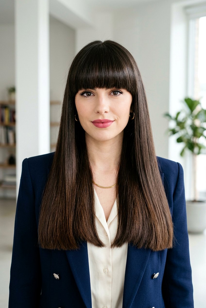 Blunt Long Hair With Thick Heavy Bangs - 20 blunt long haircut with bangs - 20 blunt long haircut with bangs