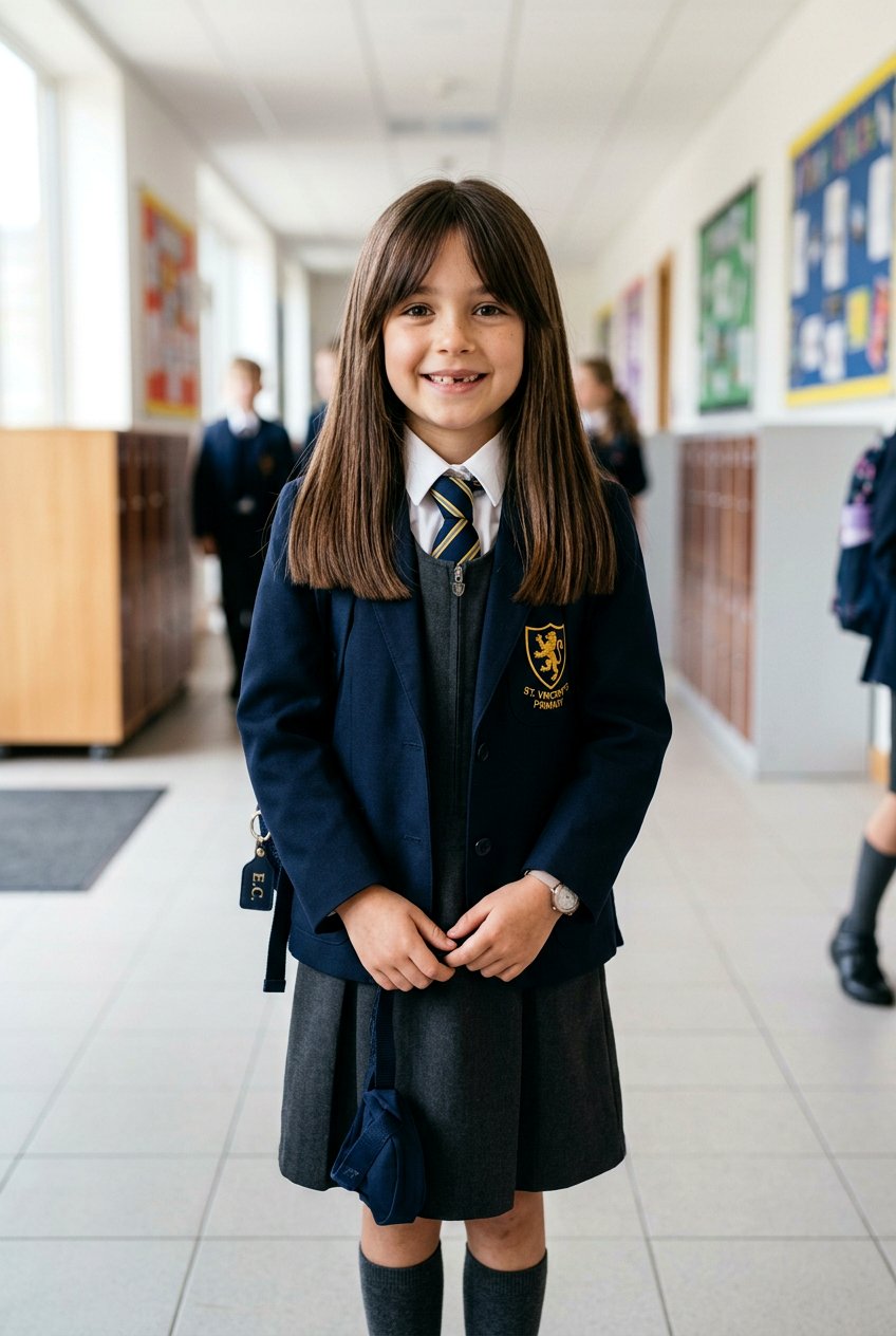 Blunt Long Haircut With Center Parted Curtain Bangs - 20 long haircut for little girls with curtain bangs - 20 long haircut for little girls with curtain bangs