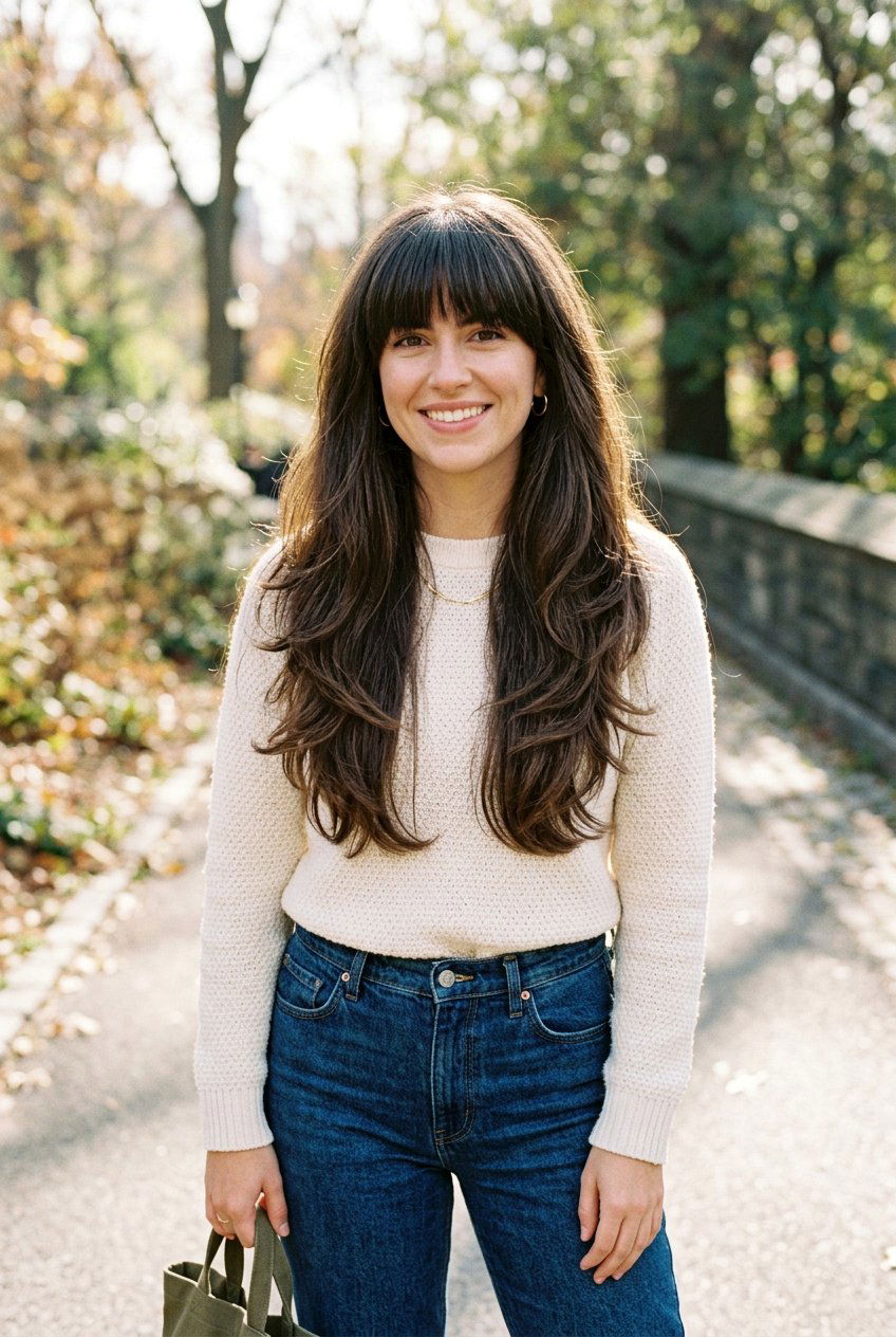 Blunt Long Layers With Full Bangs - 20 blunt long haircut with bangs - 20 blunt long haircut with bangs