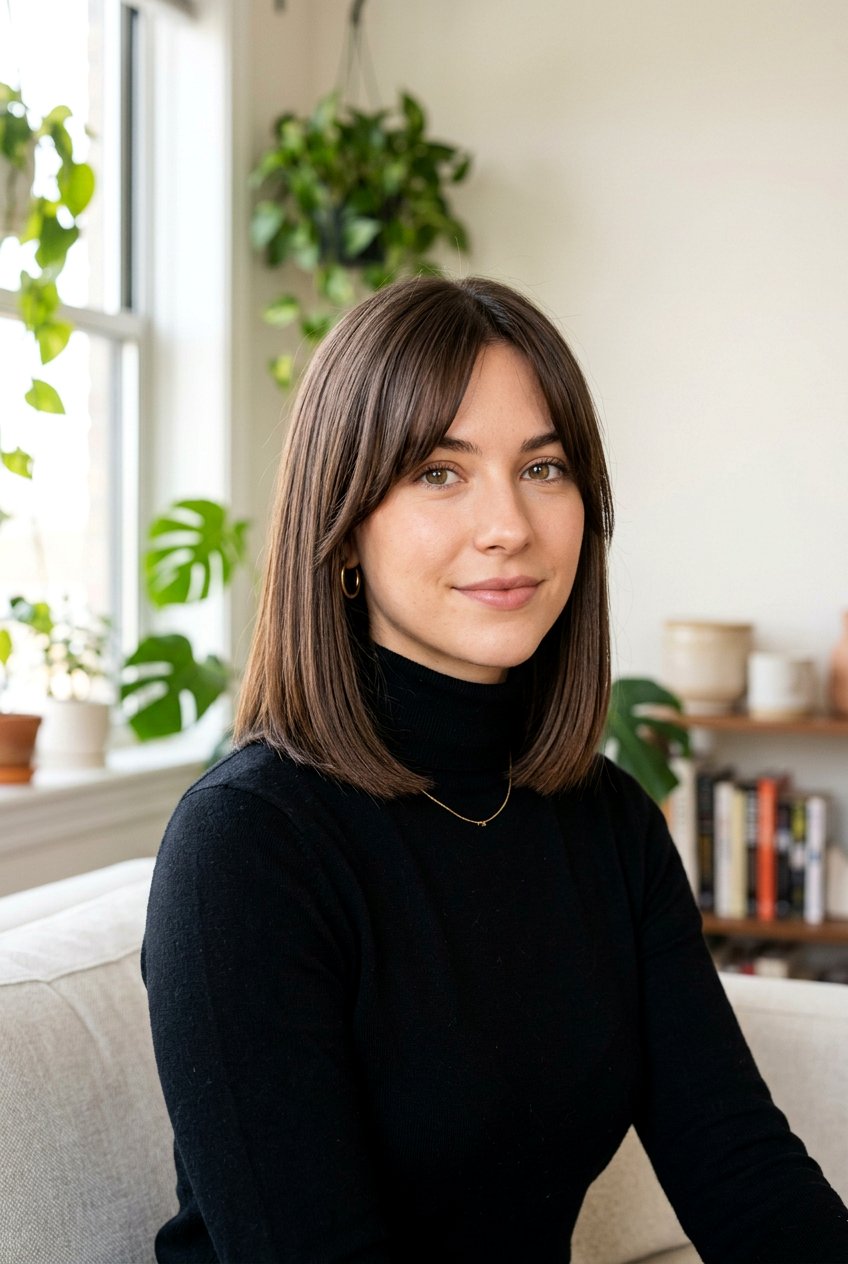 Blunt Medium Bob With Curtain Bangs - 20 medium haircut with curtain fringe - 20 medium haircut with curtain fringe