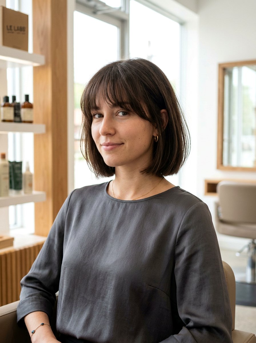 Blunt Razored Bob With Soft Bangs - 20 razored bob with bangs - 20 razored bob with bangs