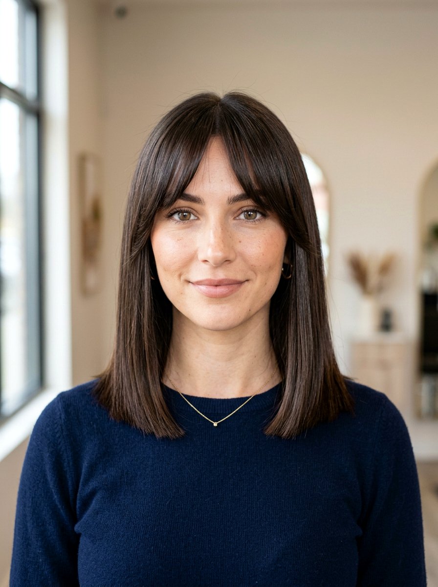 Blunt Straight Lob With Curtain Bangs - 20 straight lob with curtain bangs - 20 straight lob with curtain bangs