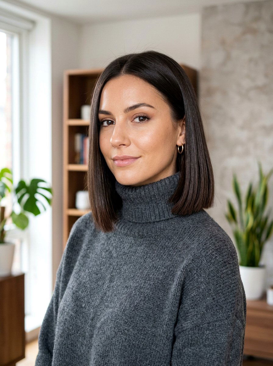 Blunt Winter Lob - 20 winter lob haircut ideas - 20 winter lob haircut ideas