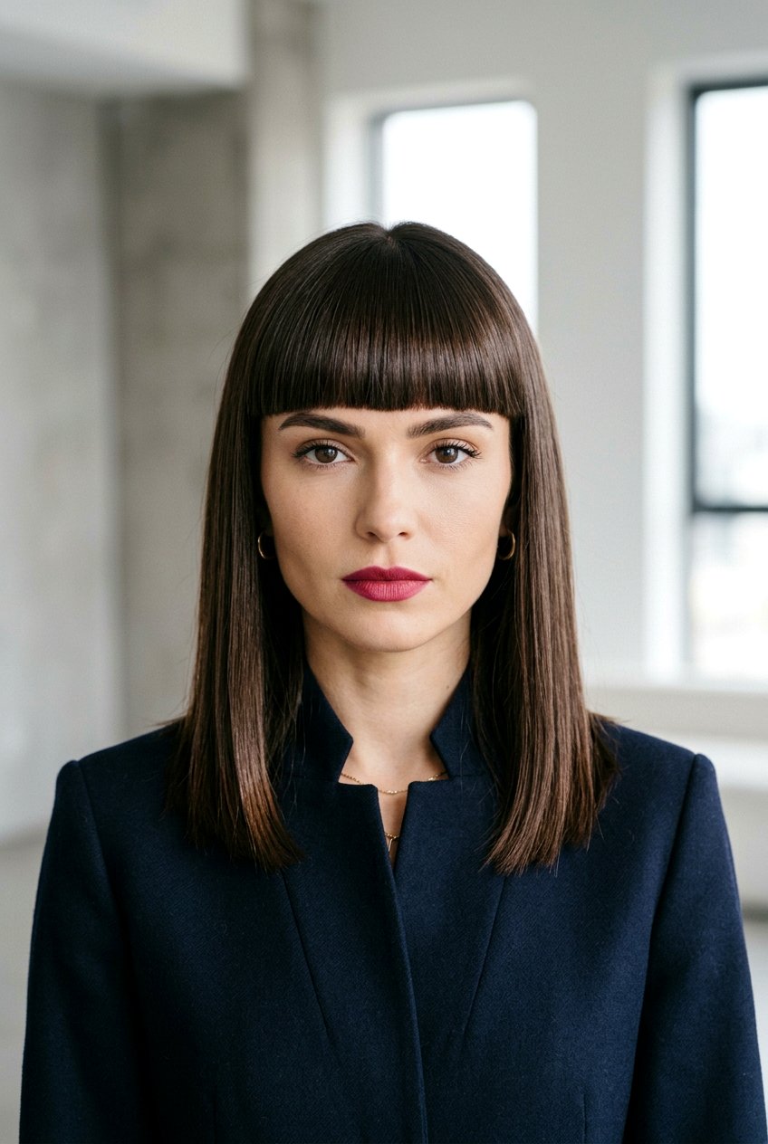 Blunt bangs - 20 straight hairstyles for medium hair - 20 straight hairstyles for medium hair