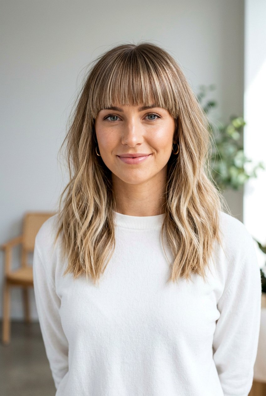 Blunt bangs highlighted hair - 20 blunt bangs hairstyles - 20 blunt bangs hairstyles