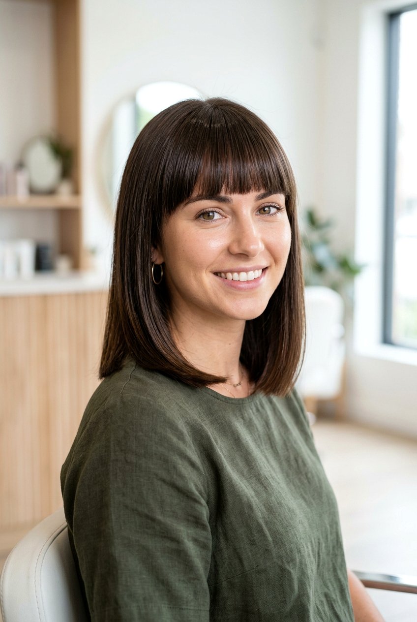 Blunt bangs lob haircut - 20 blunt bangs hairstyles - 20 blunt bangs hairstyles