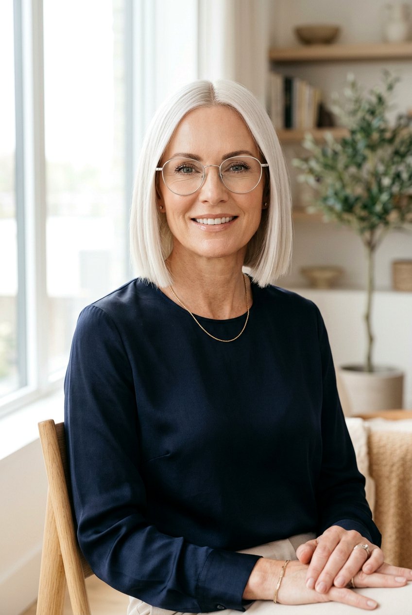 Blunt bob - 20 hairstyles for women over 40 with glasses - 20 hairstyles for women over 40 with glasses