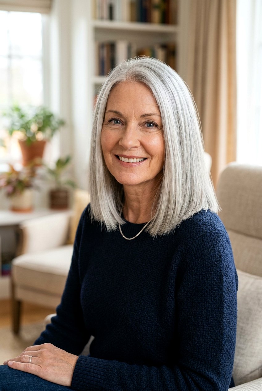 Blunt cut medium hair - 20 medium hairstyles for women over 60 - 20 medium hairstyles for women over 60