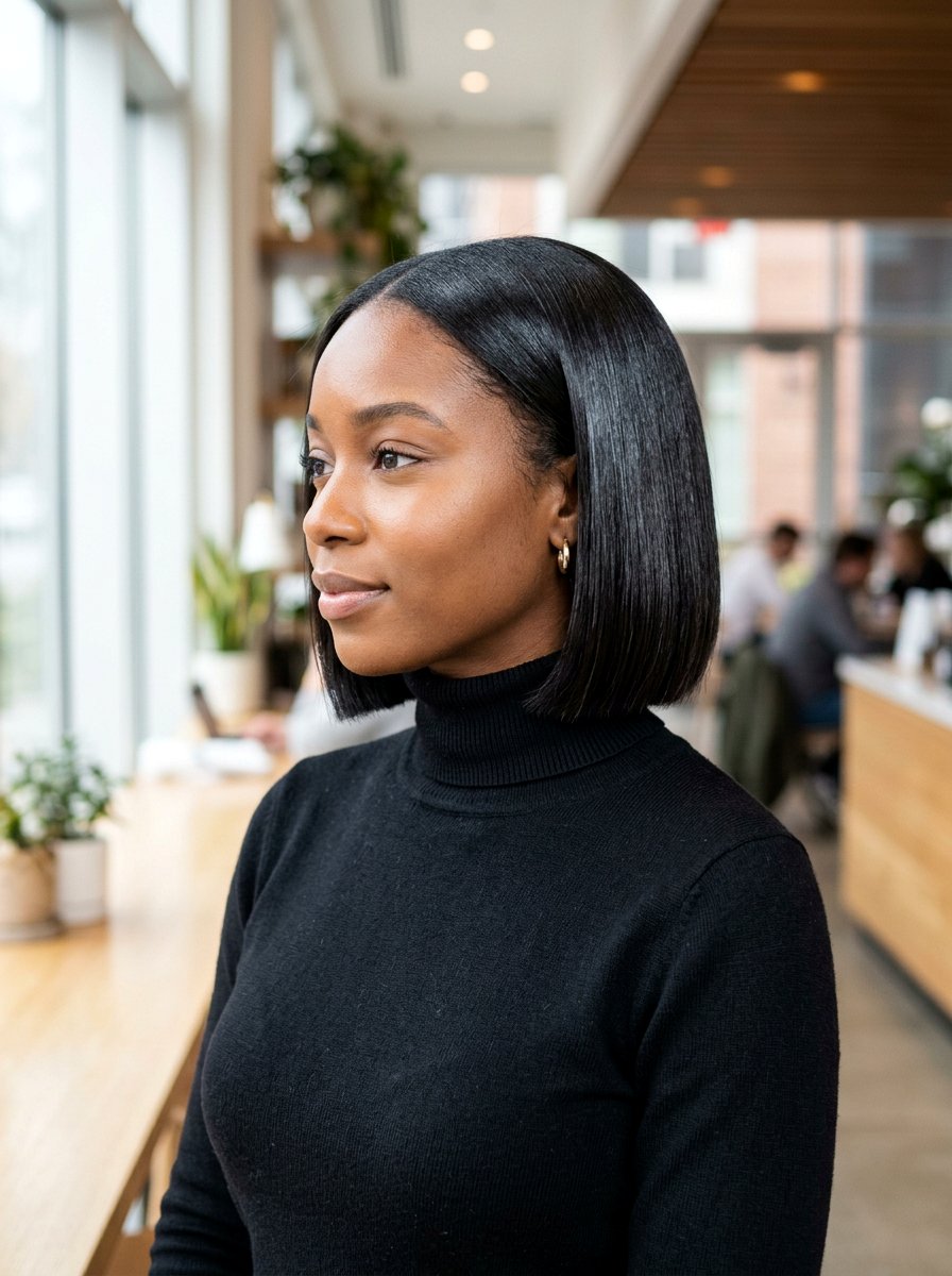 Blunt cut silk press bob - 20 silk press for women over 50 - 20 silk press for women over 50